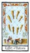 Eight of Batons Tarot card in Old English deck