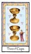 Two of Cups Tarot card in Old English deck