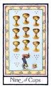 Nine of Cups Tarot card in Old English Tarot deck