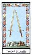 Two of Swords Tarot card in Old English deck