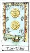 Two of Coins Tarot card in Old English deck