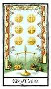 Six of Coins Tarot card in Old English deck
