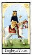 Knight of Coins Tarot card in Old English deck