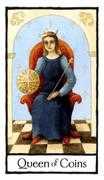 Queen of Coins Tarot card in Old English deck