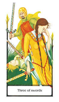 Three of Swords Tarot card in Old Path Tarot deck