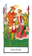 Four of Rods Tarot card in Old Path Tarot deck