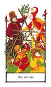 Five of Rods Tarot card in Old Path deck