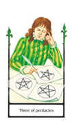 Three of Pentacles Tarot card in Old Path Tarot deck