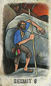 The Hermit Tarot card in Omegaland deck