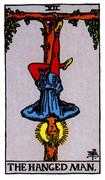 The Hanged Man Tarot card in Rider Waite Tarot deck