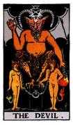 The Devil Tarot card in Rider Waite deck