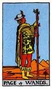 Page of Wands Tarot card in Rider Waite Tarot deck