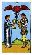 Two of Cups Tarot card in Rider Waite Tarot deck