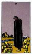 Five of Cups Tarot card in Rider Waite deck