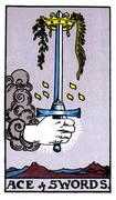 Ace of Swords Tarot card in Rider Waite deck