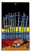 Ten of Swords Tarot card in Rider Waite deck
