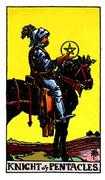Knight of Coins Tarot card in Rider Waite deck