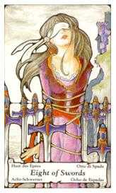 Eight of Swords Tarot card in Hanson Roberts Tarot deck