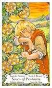 Seven of Coins Tarot card in Hanson Roberts deck