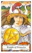 Knight of Coins Tarot card in Hanson Roberts Tarot deck