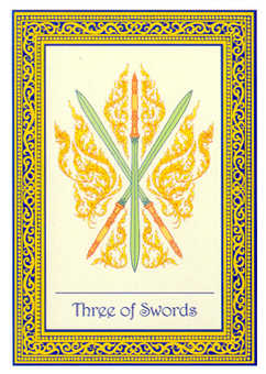 Three of Swords Tarot card in Royal Thai Tarot deck