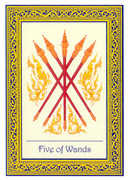 Five of Wands Tarot card in Royal Thai deck
