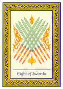 Eight of Swords Tarot card in Royal Thai deck