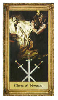 Three of Swords Tarot card in Sacred Art Tarot deck