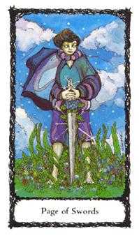 Page of Swords Tarot card in Sacred Rose Tarot deck