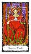 Queen of Wands Tarot card in Sacred Rose deck