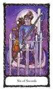 Six of Swords Tarot card in Sacred Rose deck