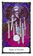 Eight of Swords Tarot card in Sacred Rose Tarot deck