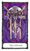 Nine of Swords Tarot card in Sacred Rose deck