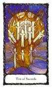 Ten of Swords Tarot card in Sacred Rose Tarot deck