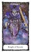 Knight of Swords Tarot card in Sacred Rose deck