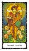 Seven of Pentacles Tarot card in Sacred Rose deck