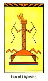 Two of Lightening Tarot card in Santa Fe Tarot deck