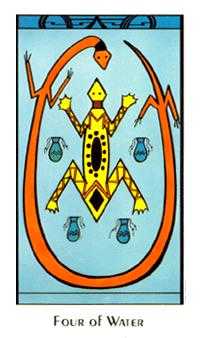 Four of Water Tarot card in Santa Fe Tarot deck