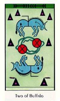 Two of Buffalo Tarot card in Santa Fe Tarot deck