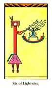 Six of Lightening Tarot card in Santa Fe deck
