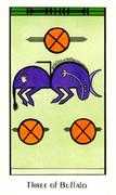 Three of Buffalo Tarot card in Santa Fe deck
