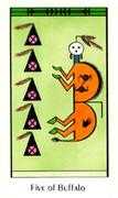 Five of Buffalo Tarot card in Santa Fe deck