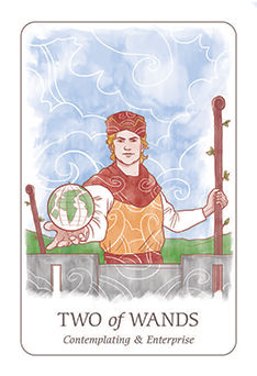 Two of Wands Tarot card in Simplicity Tarot deck