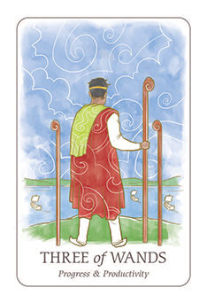 Three of Wands Tarot card in Simplicity Tarot deck