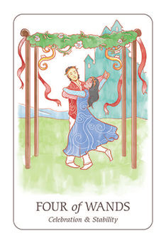 Four of Wands Tarot card in Simplicity Tarot deck