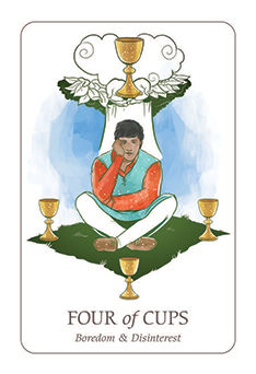Four of Cups Tarot card in Simplicity Tarot deck
