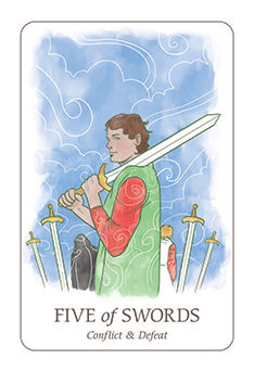 Five of Swords Tarot card in Simplicity Tarot deck