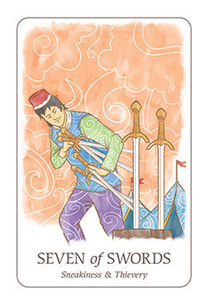 Seven of Swords Tarot card in Simplicity Tarot deck