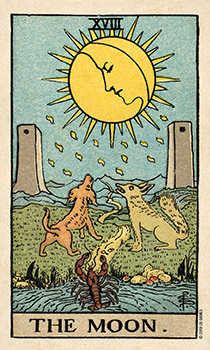 The Moon Tarot card in Smith Waite Centennial Tarot deck