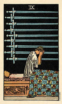 Nine of Swords Tarot card in Smith Waite Centennial Tarot deck